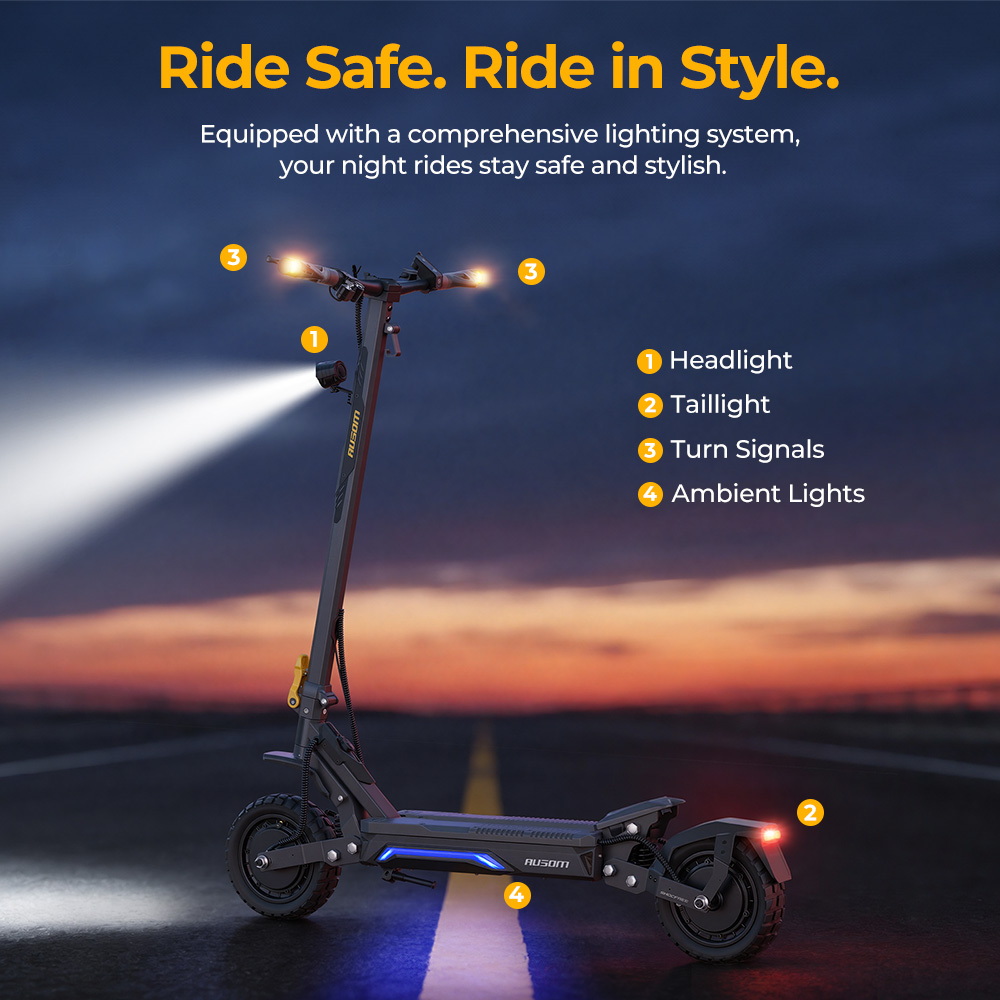 Ausom Gosoul 2 Pro Dual Motor Electric Scooter  1000W*2 Motor  48V 18Ah Battery  10-inch Tires  60km/h Max Speed  90km Range  Front