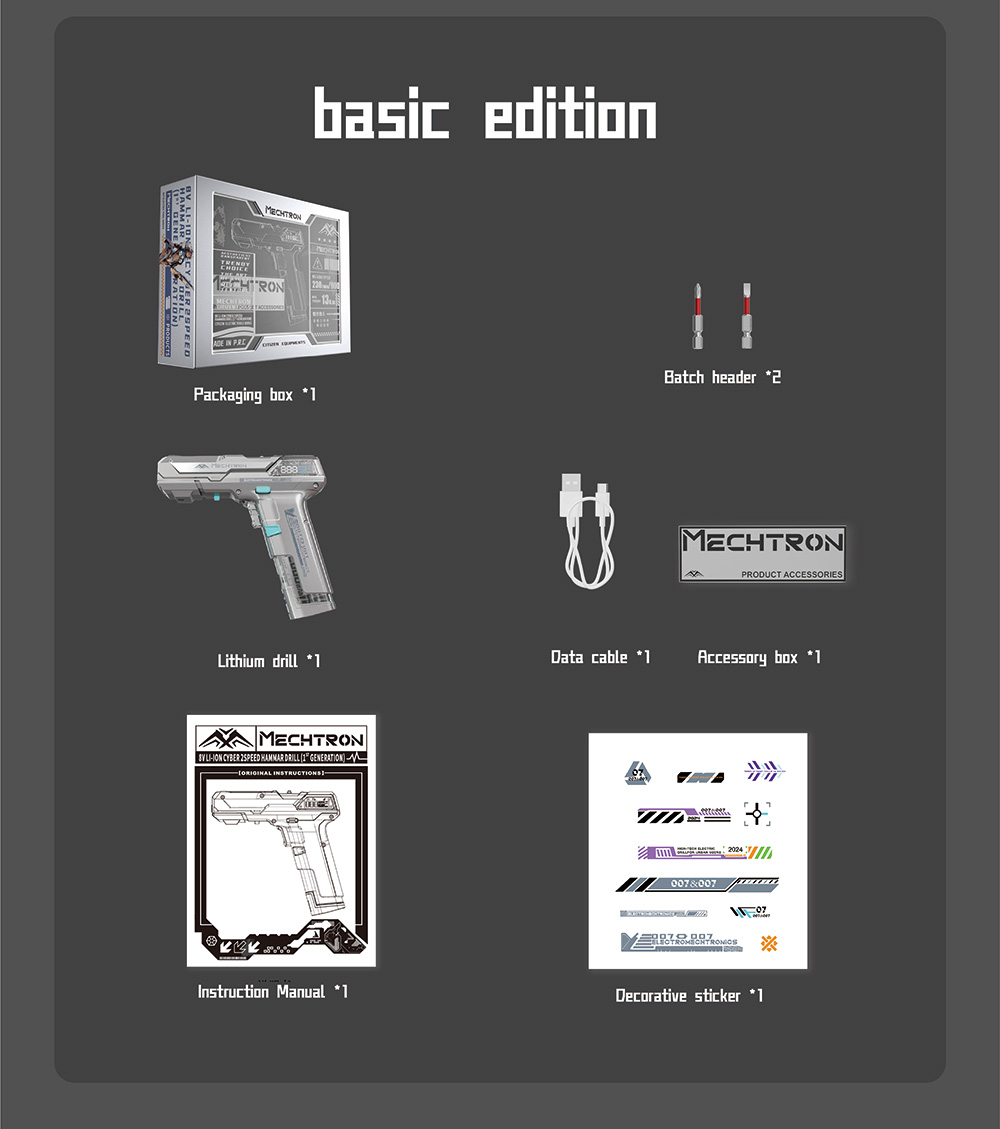 MECHTRON TL-G007S Hammer Drill 8V Dual-Speed 15N m Torque 2000mAh Removable Battery Smart AI Control 2-in-1 Electric Screw
