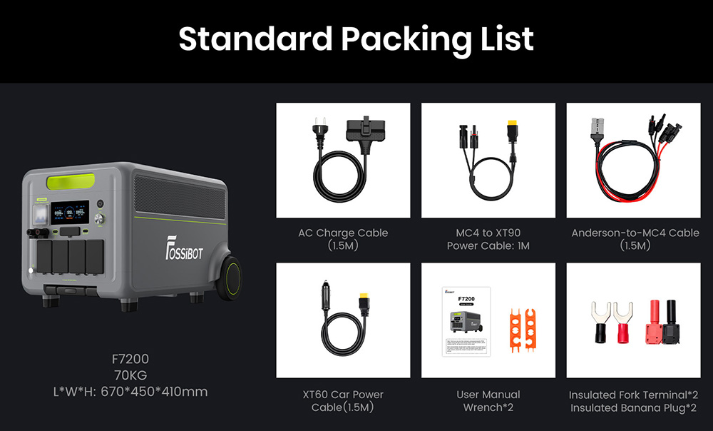 FOSSiBOT F7200 7200W Portable Power Station  5222 4Wh Capacity  5200W Hybrid Fast Charging   10ms UPS Switchover  Smart App Con