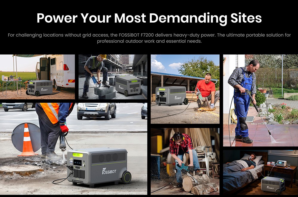 FOSSiBOT F7200 7200W Portable Power Station  5222 4Wh Capacity  5200W Hybrid Fast Charging   10ms UPS Switchover  Smart App Con