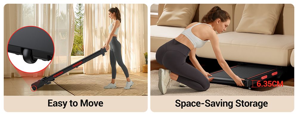 ROBORE X5 Laufband mit 16% Steigung, dreifache Stoßdämpfung, leisem 2,5PS bürstenlosem Motor, 10 km/h Geschwindigkeit, Untertisch-Laufband für Zuhause, maximale Belastung 150 kg