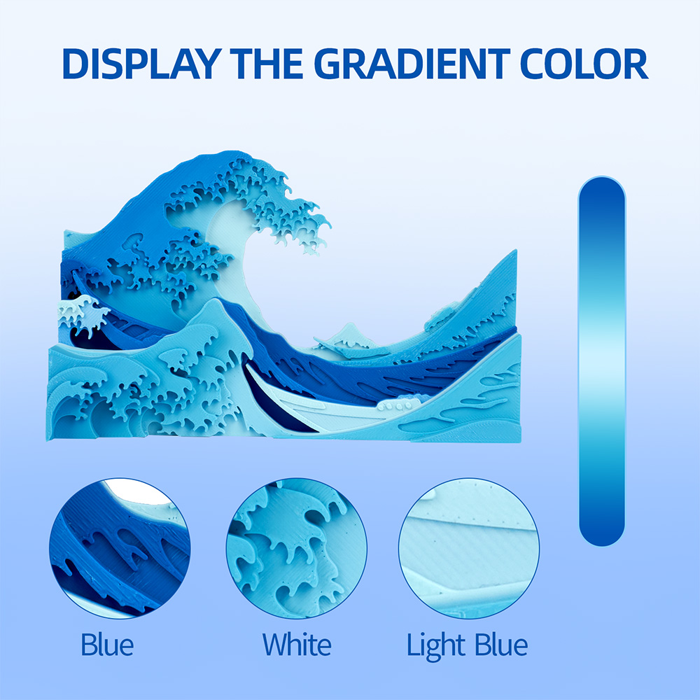ERYONE Filament PLA dégradé mat haute vitesse, 1kg - Bleu & Blanc