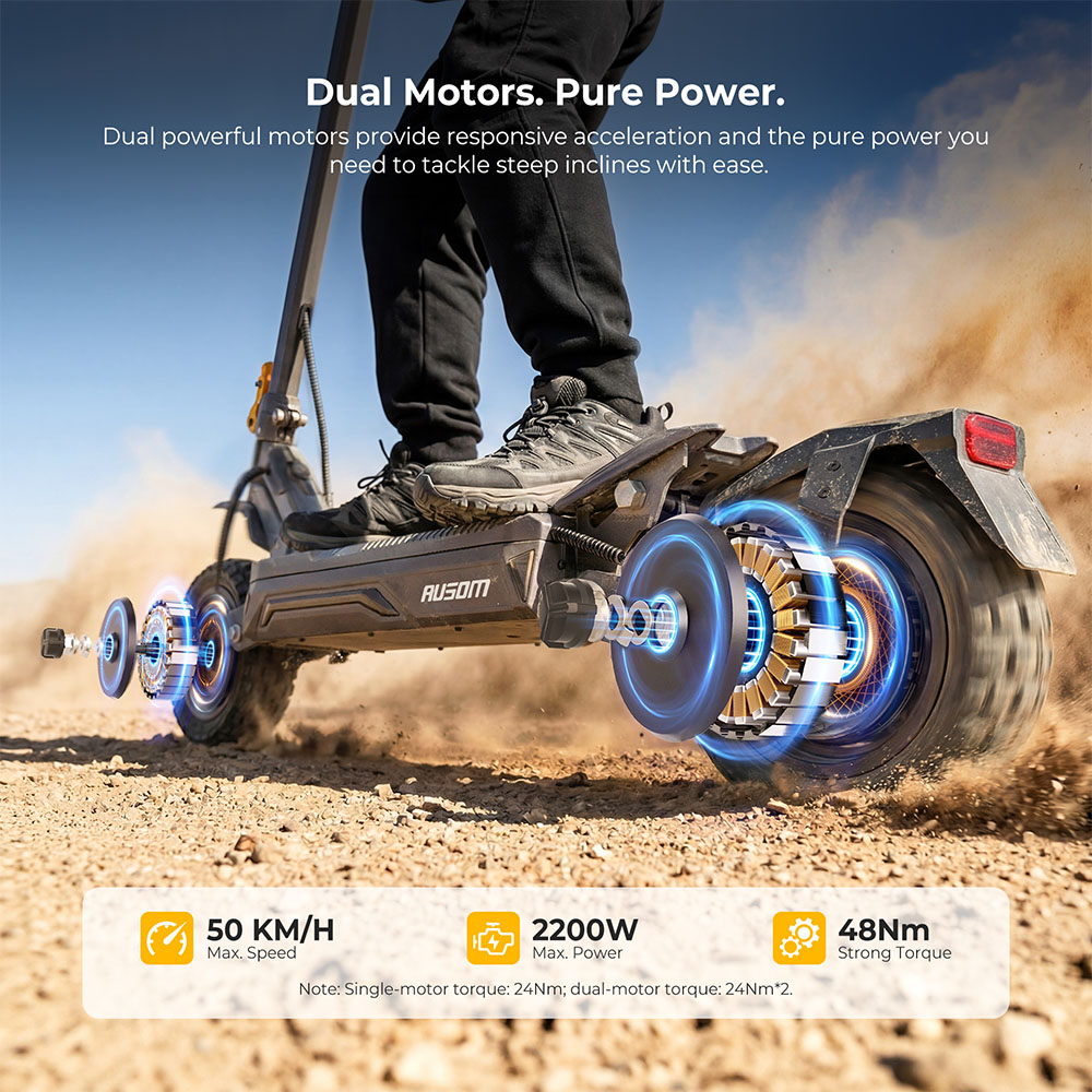 Ausom Gosoul 2 Dual Motor Electric Scooter 2200W 48V 13 5Ah-EU Plug