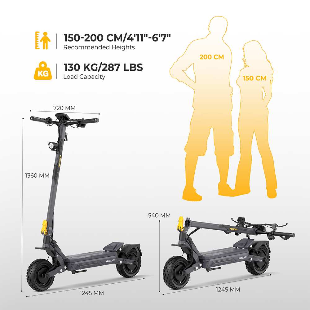 Ausom Gosoul 2 Dual Motor Electric Scooter 2200W 48V 13 5Ah-EU Plug
