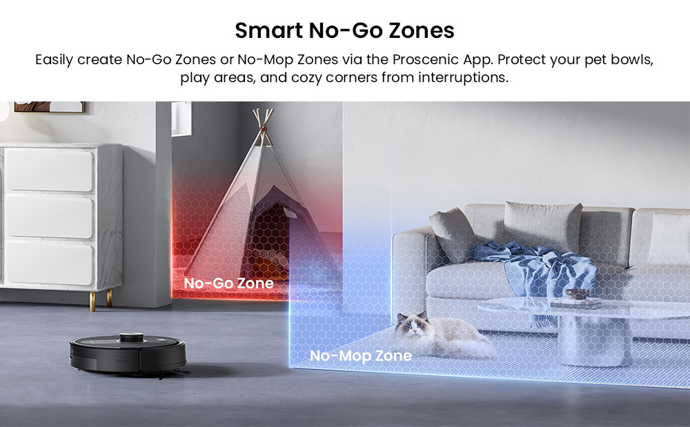 Proscenic Q10 Robot Vacuum Cleaner with Mop 8000Pa Strong Suction 360° LIDAR Navigation 200-Min Runtime Auto-Recharge