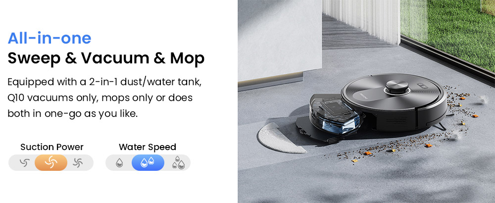 Proscenic Q10 Robot Vacuum Cleaner with Mop 8000Pa Strong Suction 360° LIDAR Navigation 200-Min Runtime Auto-Recharge