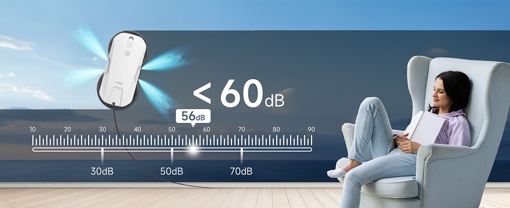 FMART T11 Fensterputzroboter mit 10 Wischt&uuml;chern, 5300Pa Saugkraft, 4-Wege-Automatik-Spr&uuml;hfunktion, 100ml Tank, 60mm schlankes Design, 20min Laufzeit, 4m Sicherheitsseil, intelligente Navigation, Fernbedienung