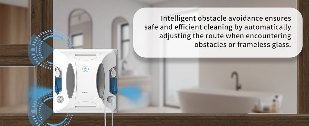 FMART W6 Ablaktiszt&iacute;t&oacute; Robot, 3800Pa Erőteljes Sz&iacute;v&oacute;erő, Kettős Ultrahangos V&iacute;zpermetez&eacute;s, AI SLAM Navig&aacute;ci&oacute;, Alkalmaz&aacute;s &eacute;s 2.4G T&aacute;vir&aacute;ny&iacute;t&oacute;, UPS Tartal&eacute;k, Belt&eacute;ri &eacute;s Magas&eacute;p&iacute;t&eacute;si Keret N&eacute;lk&uuml;li Ablakokhoz