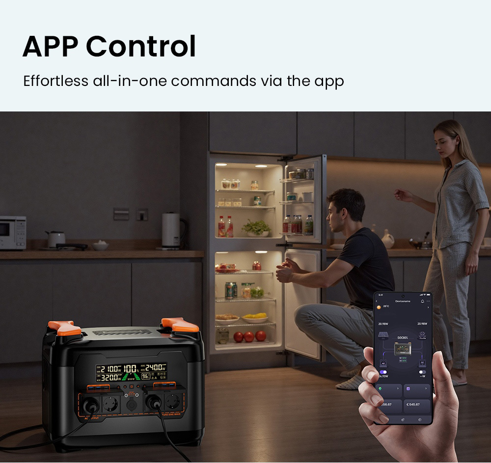 NECESPOW S2400 Portable Power Station  2400W Output  2048Wh LiFePO₄ Battery  13 Ports  1 5H Fast Charging  20ms UPS Backup  A