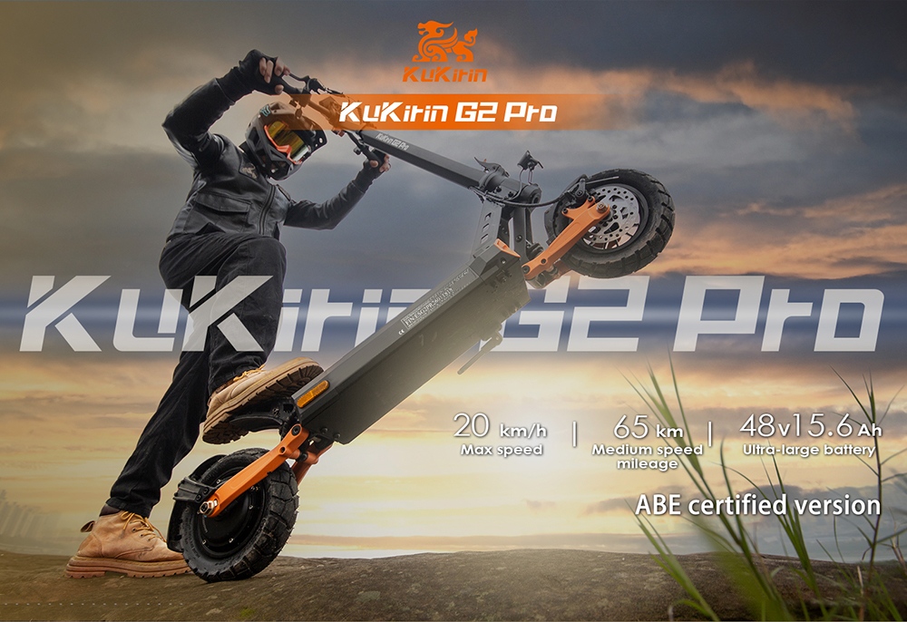 KuKirin G2 Pro ABE Electric Scooter  500W Motor  48V 15 6Ah Battery  9-Inch Vacuum Tires  20km/h Max Speed  65km Range  Dual Di