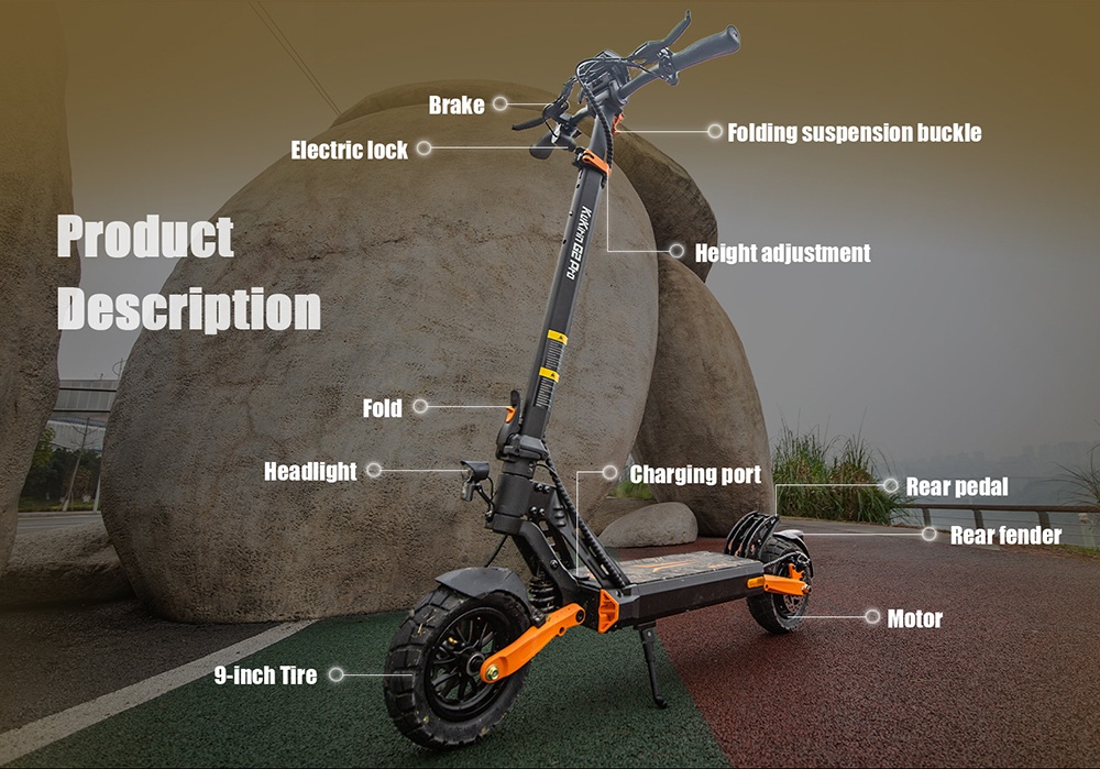 KuKirin G2 Pro ABE Electric Scooter  500W Motor  48V 15 6Ah Battery  9-Inch Vacuum Tires  20km/h Max Speed  65km Range  Dual Di