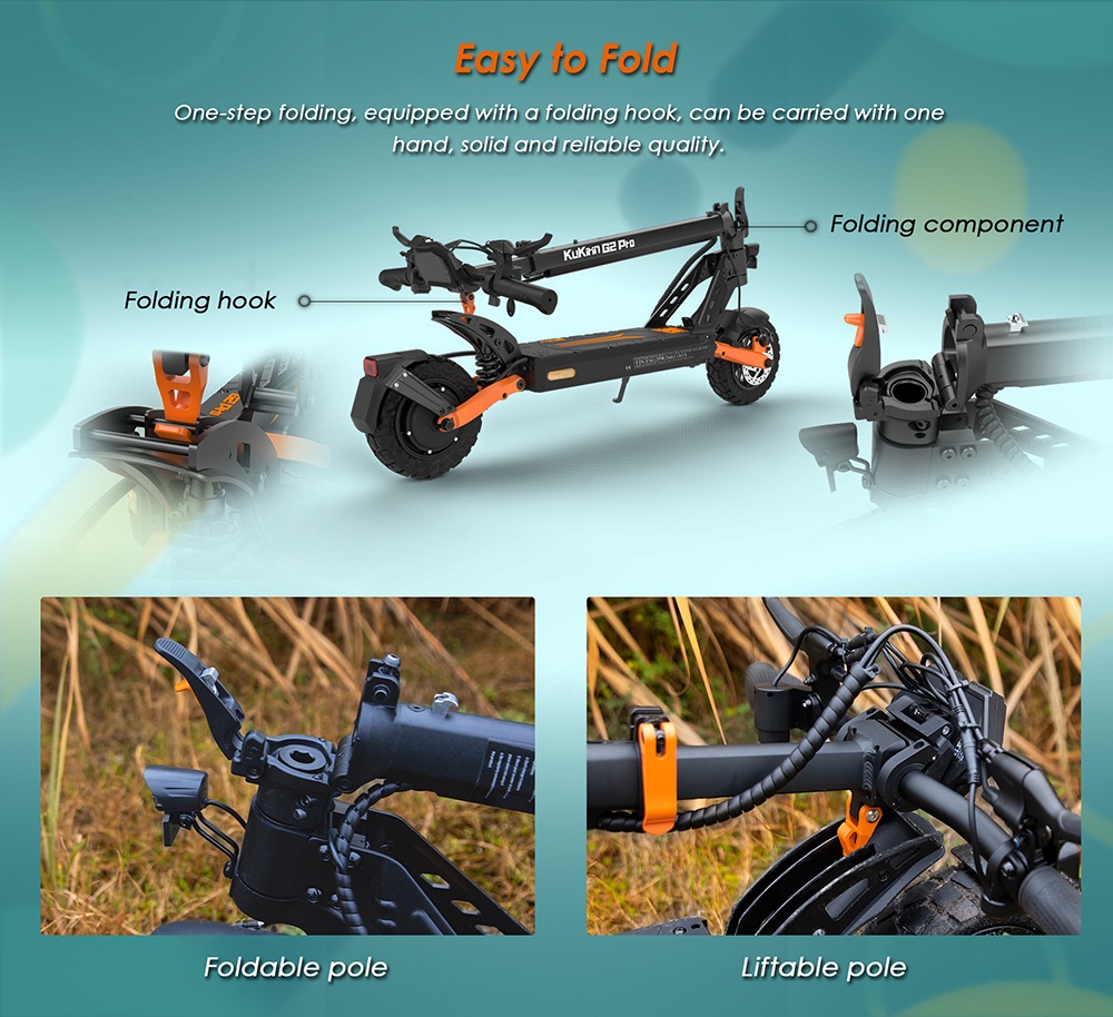 KuKirin G2 Pro ABE Electric Scooter  500W Motor  48V 15 6Ah Battery  9-Inch Vacuum Tires  20km/h Max Speed  65km Range  Dual Di