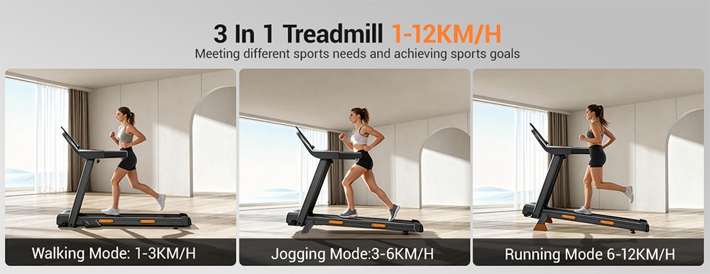 ROBORE SF20 Foldable Home Treadmill with 15% Incline  12km/h Speed  136kg Max Load  3 0HP Quiet Brushless Motor  97×40cm Runni