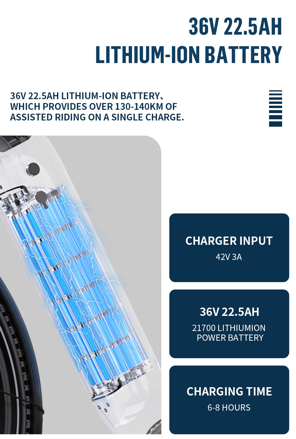 Onesport OT05 Pro V&eacute;lo &eacute;lectrique, moteur 250 W, batterie 36 V 22,5 Ah, pneus 700*50C, vitesse maximale 25 km/h, autonomie 140 km, freins &agrave; disque hydrauliques, fourche &agrave; suspension avant, transmission Shimano 7 vitesses - Orange