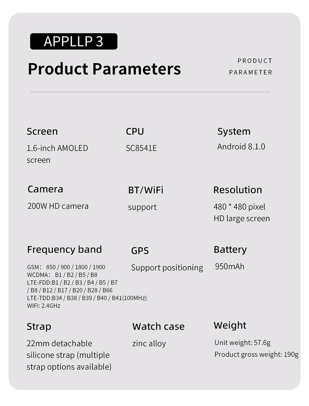 LOKMAT APPLLP 3 Smartwatch, 1,6-Zoll-AMOLED-HD-Display, SIM-Karten-Unterst&uuml;tzung, 3GB+32GB Speicher, GPS- und WiFi-Konnektivit&auml;t, Android-Smartwatch, Gesundheits&uuml;berwachung und Fitness-Tracker - Schwarz