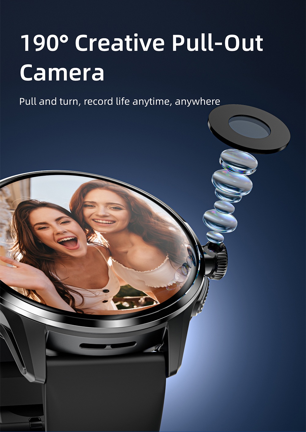 LOKMAT APPLLP 3 Smartwatch, 1,6-Zoll-AMOLED-HD-Display, SIM-Karten-Unterst&uuml;tzung, 3GB+32GB Speicher, GPS- und WiFi-Konnektivit&auml;t, Android-Smartwatch, Gesundheits&uuml;berwachung und Fitness-Tracker - Schwarz