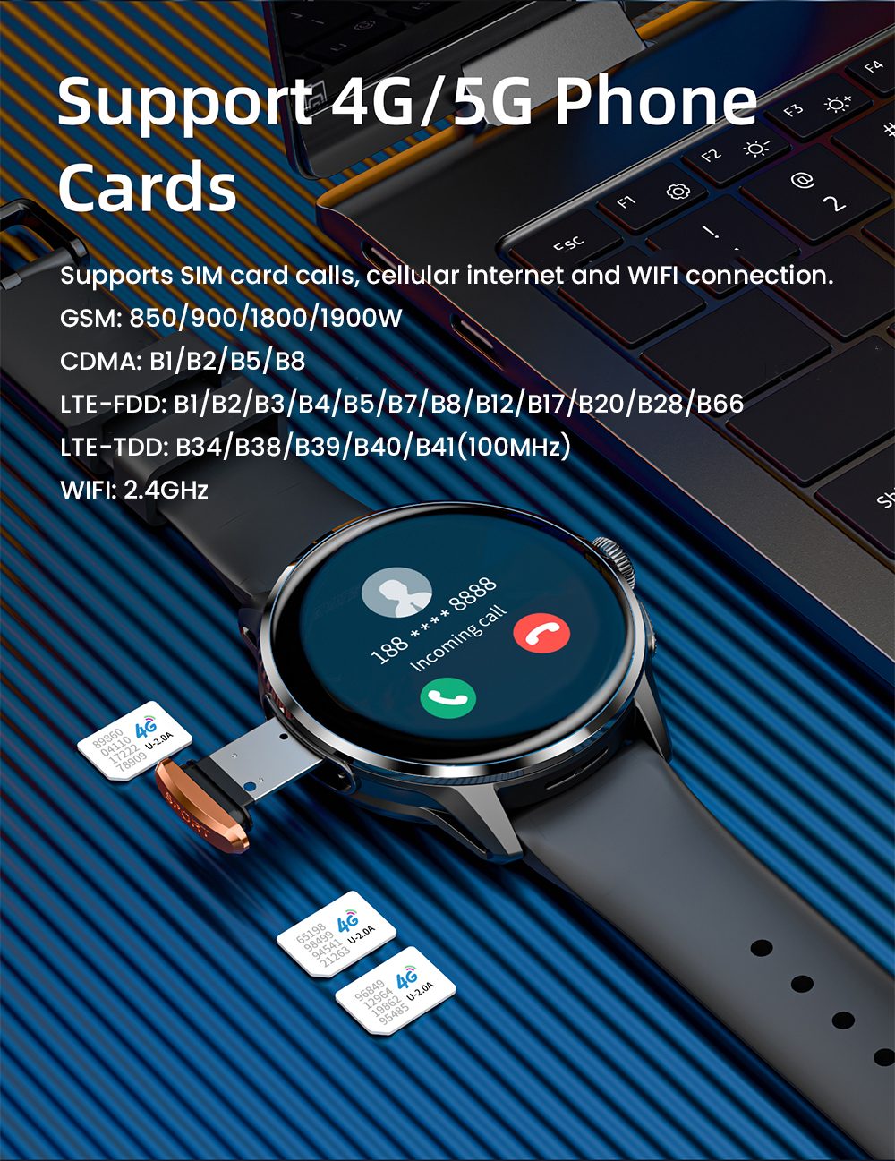 LOKMAT APPLLP 3 Smartwatch, 1,6-Zoll-AMOLED-HD-Display, SIM-Karten-Unterst&uuml;tzung, 3GB+32GB Speicher, GPS- und WiFi-Konnektivit&auml;t, Android-Smartwatch, Gesundheits&uuml;berwachung und Fitness-Tracker - Schwarz