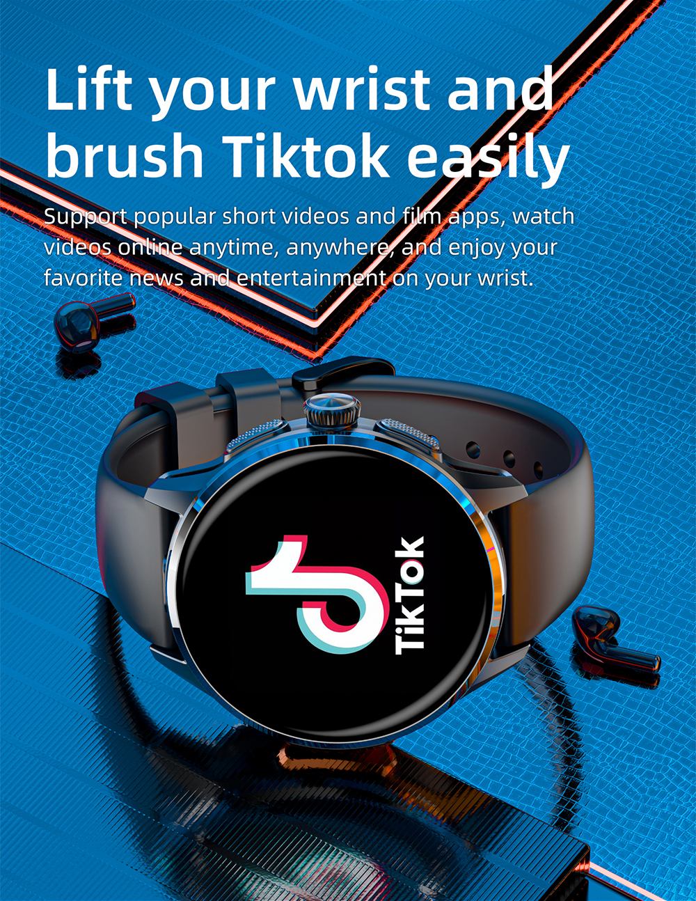 LOKMAT APPLLP 3 Smartwatch, 1,6-Zoll-AMOLED-HD-Display, SIM-Karten-Unterst&uuml;tzung, 3GB+32GB Speicher, GPS- und WiFi-Konnektivit&auml;t, Android-Smartwatch, Gesundheits&uuml;berwachung und Fitness-Tracker - Schwarz