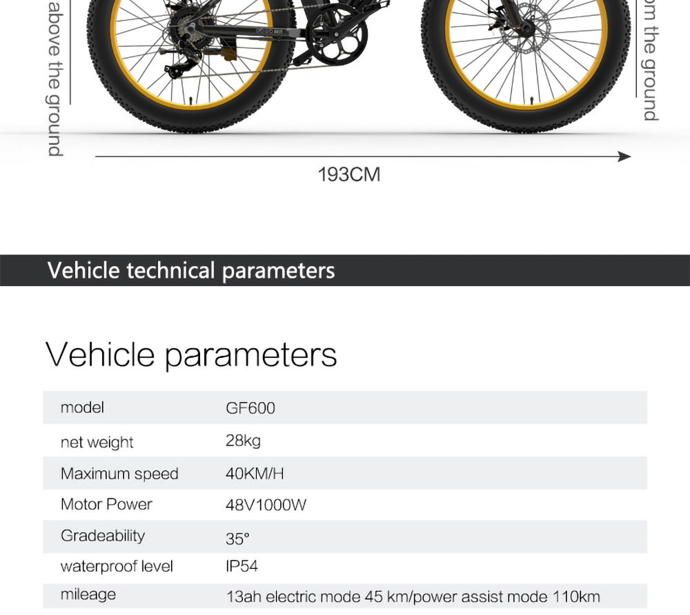 GOGOBEST GF600 Electric Bike 48V 13Ah Battery 1000W Motor 26x4 0 inch Fat Tire Aluminum Alloy Frame Shimano 7-speed