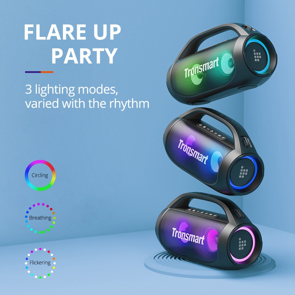 Tronsmart Bang SE Bluetooth Party Speaker 3 Lighting Modes  24 Hours of Playtime  IPX6 Waterproof - Black