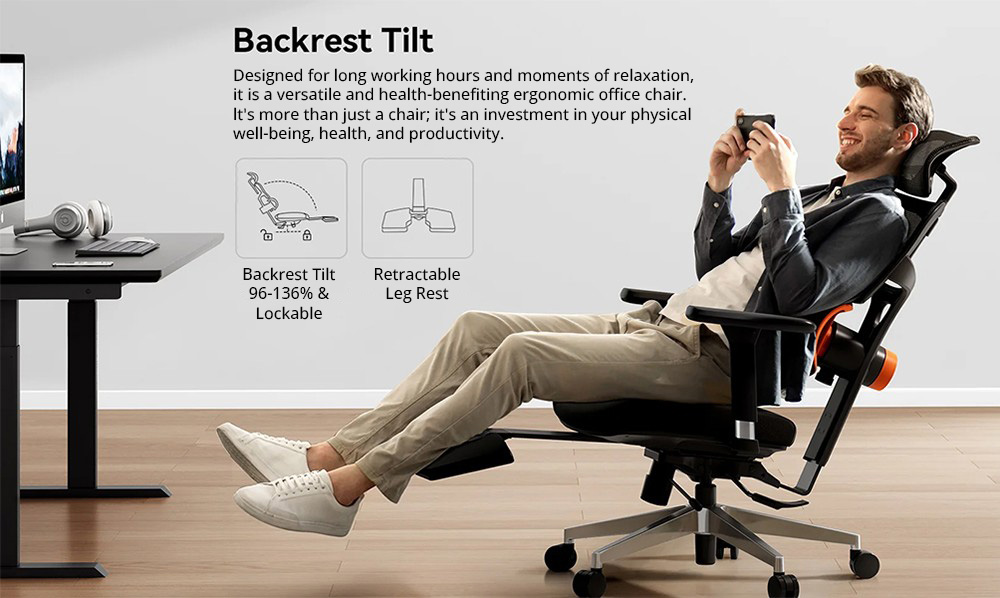 NEWTRAL NT002 Ergonomic Chair with Footrest Auto-Following Backrest Headrest Adaptive Lower Back Support