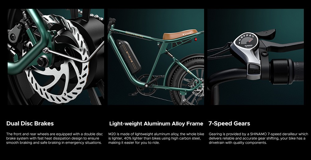 ENGWE M20 Electric Bike 20*4 0'' Fat Tires 750W Brushless Motor 45km/h Max Speed 48V 13Ah Battery 75km Range - White