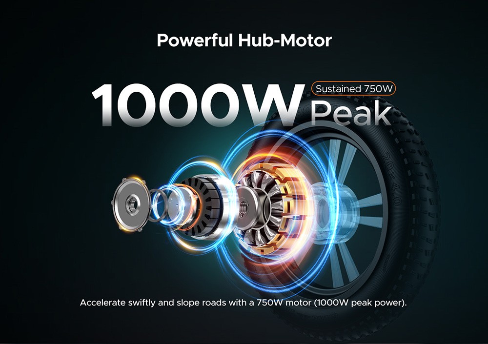 ENGWE M20 Electric Bike 20*4 0'' Fat Tires 750W Brushless Motor 45km/h Max Speed 48V 13Ah Battery 75km Range - White