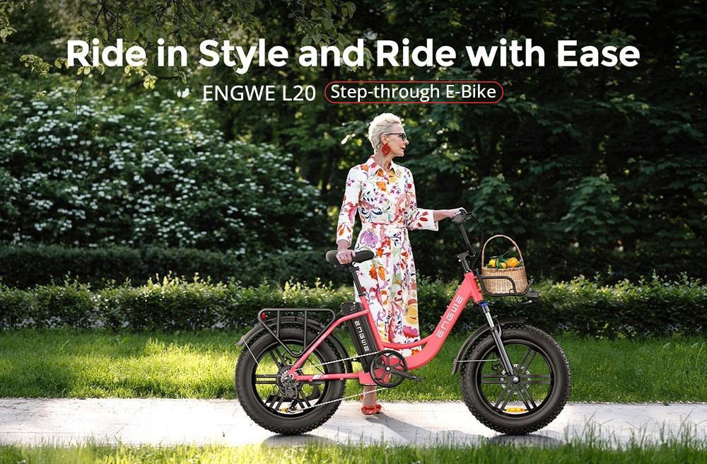 ENGWE L20 Electric Bike 20*4 0 inch Mountain Tire 750W Motor 39km/h Max Speed 48V 13Ah Battery 140km Mileage - Green