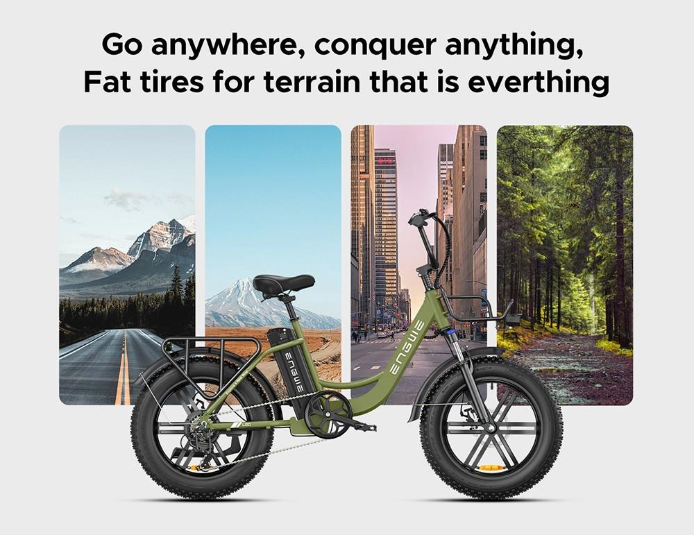 ENGWE L20 Electric Bike 20*4 0 inch Mountain Tire 750W Motor 39km/h Max Speed 48V 13Ah Battery 140km Mileage - Green