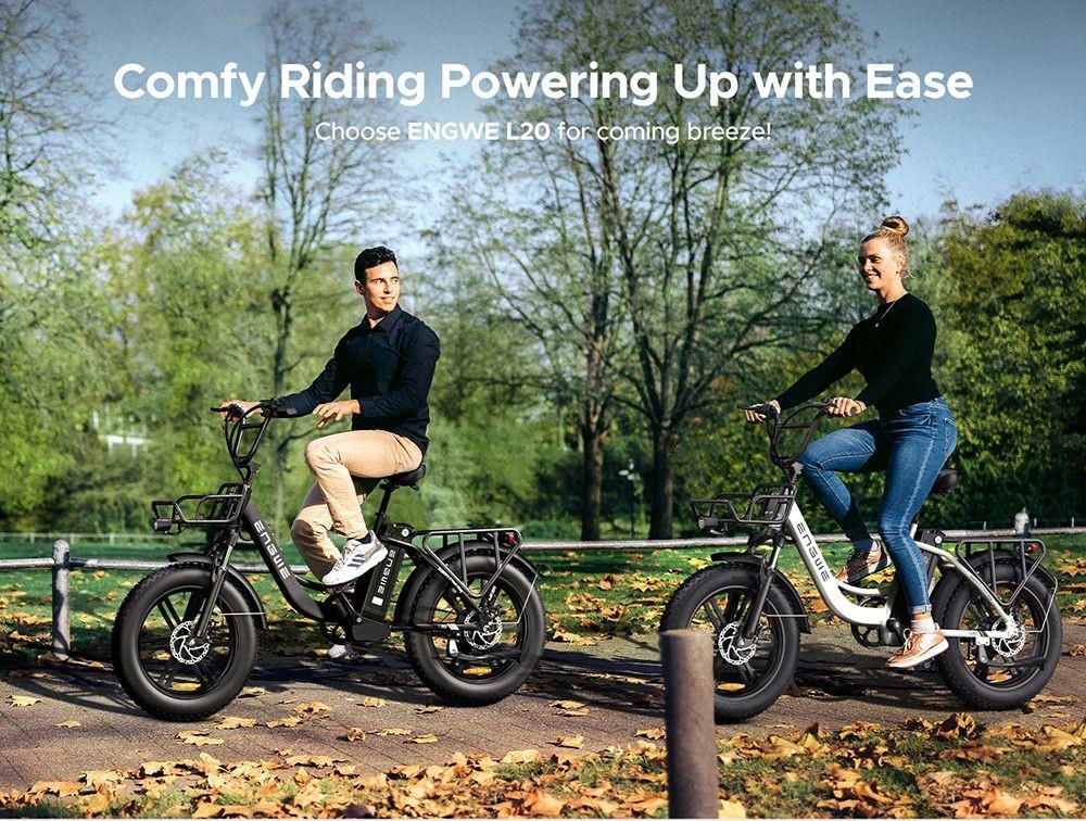 ENGWE L20 Electric Bike 20*4 0 inch Mountain Tire 750W Motor 39km/h Max Speed 48V 13Ah Battery 140km Mileage - Green