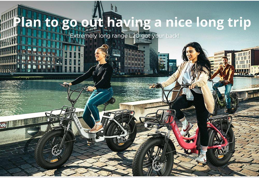 ENGWE L20 Electric Bike 20*4 0 inch Mountain Tire 750W Motor 39km/h Max Speed 48V 13Ah Battery 140km Mileage - Green
